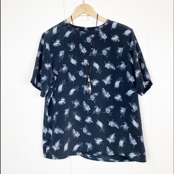 Tops - Vintage Ship n Shore feather print boxy blouse